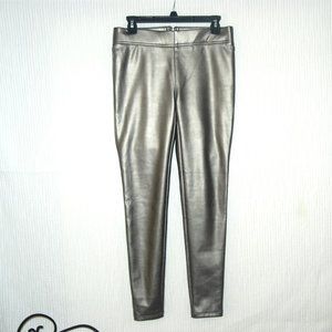 Loft Silver Faux Leather Stretched Leggings Pants Women Size 4